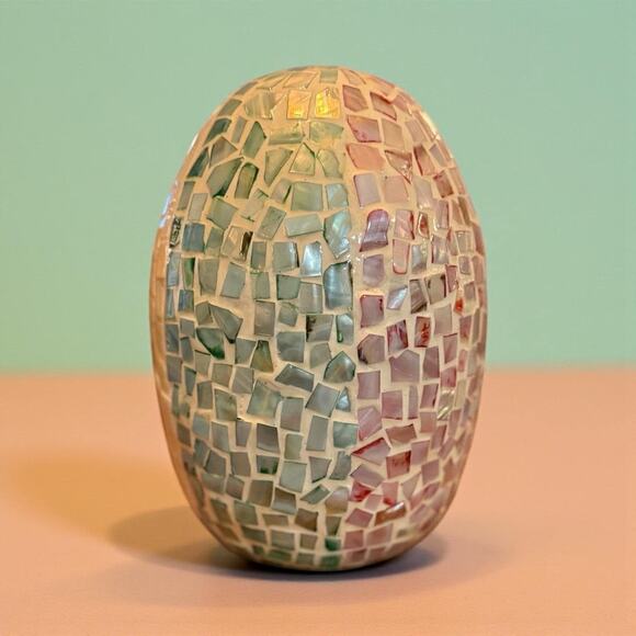Contemporary Mosaic Egg Decorative Object – Glass Tile Home Decor Accent - Picture 3 of 10